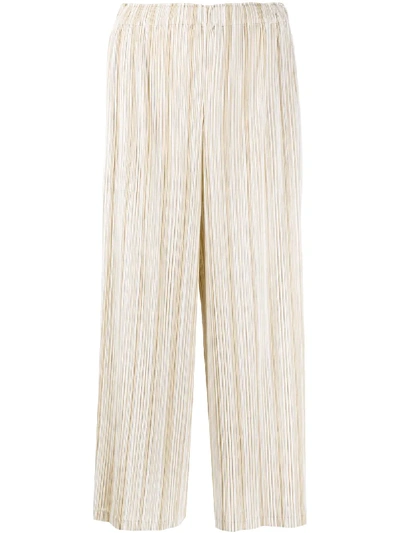 Issey Miyake Pleated Design Culottes In Neutrals