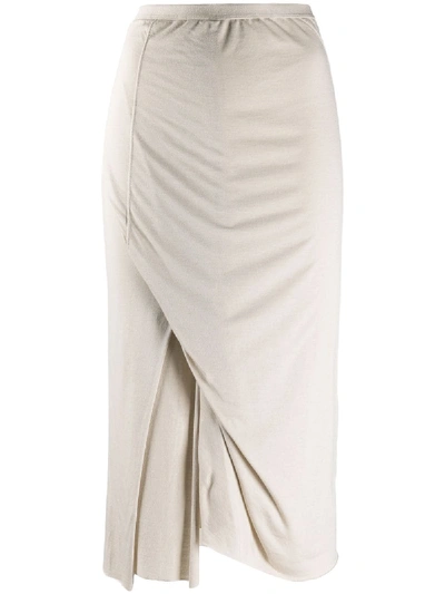 Rick Owens Draped Asymmetric Hem Skirt In Neutrals