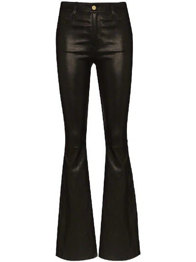 Frame Le High Flare Leather Flared Pants In Black