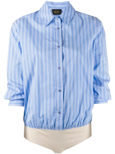Liu •jo Striped Cropped Shirt In Blue