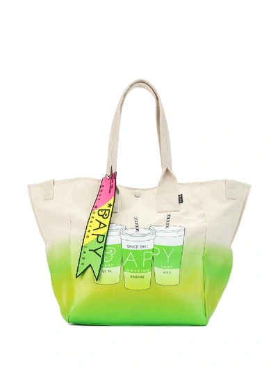 Bapy Gradient Dye Shake Shopper Bag In Green
