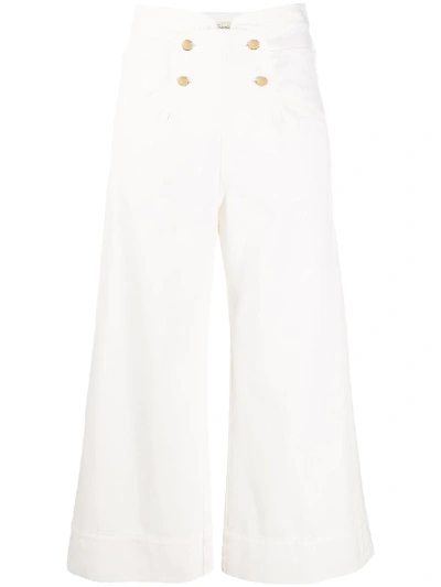 Temperley London Fontana High-rise Wide-leg Cropped Jeans In White