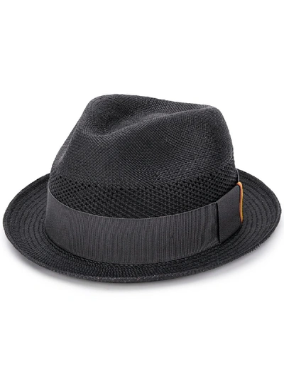 Paul Smith Woven Straw Fedora In Gray