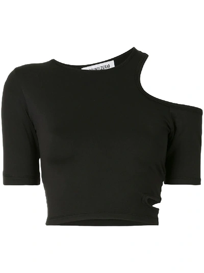 Ground Zero Cold Shoulder Crop Top In Black