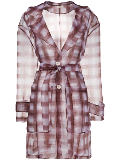 Altea Sheer Checked Print Coat In Neutrals