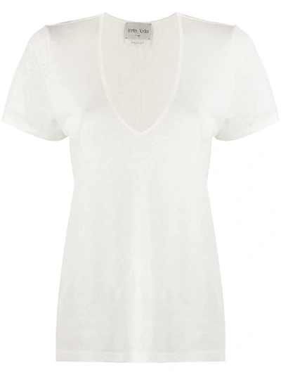 Forte Forte V-neck Linen T-shirt In White