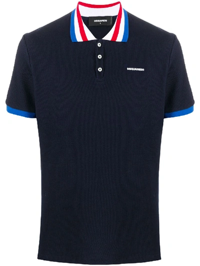 Dsquared2 Contrast Trim Polo Shirt In Blue