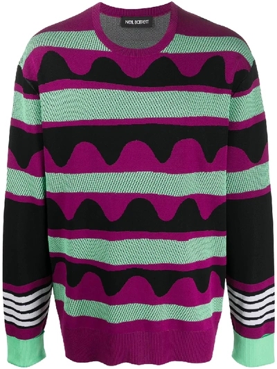 Neil Barrett Patterned Intarsia Jumper In Purple