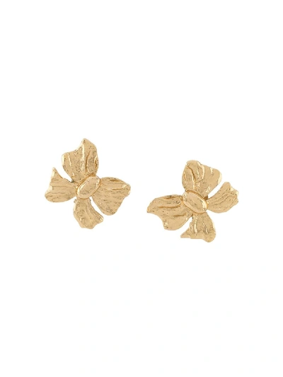 Pre-owned Saint Laurent The Bow Couture Earrings In Gold