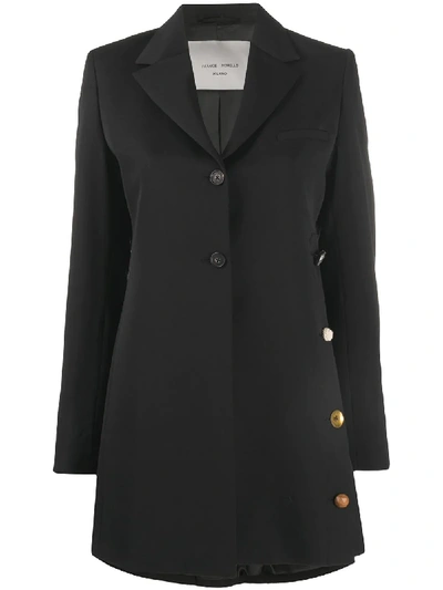 Frankie Morello Button Detail Blazer In Black