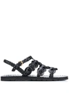 Prada Braided Strappy Sandals In Black