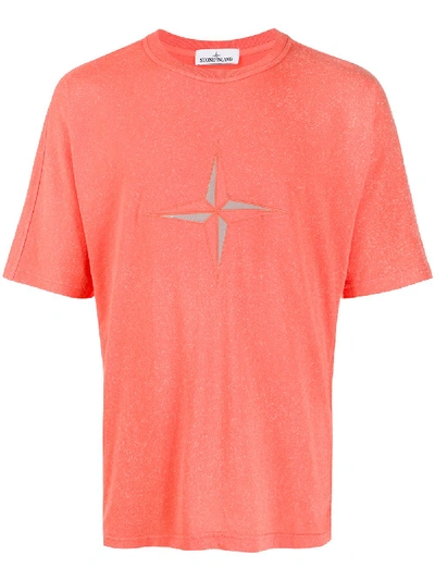 Stone Island Embroidered Logo T-shirt In Orange