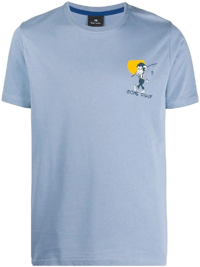 Ps By Paul Smith 'gone Fishin' Print T-shirt In Blue