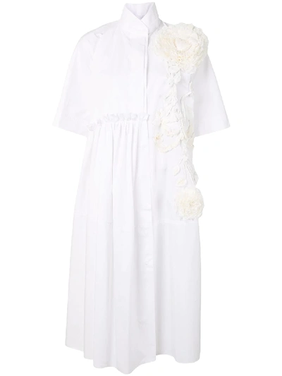 Dice Kayek Flower Appliqué Dress In White