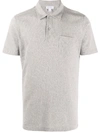 Sunspel Knitted Short Sleeve Polo Shirt In Grey Melange
