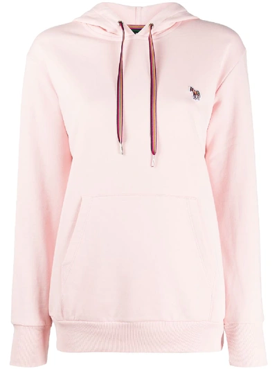 Ps By Paul Smith Zebra-embroidered Organic Cotton Hoodie In Pink