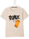 Fendi Teen Grafitti Print T-shirt In Neutrals