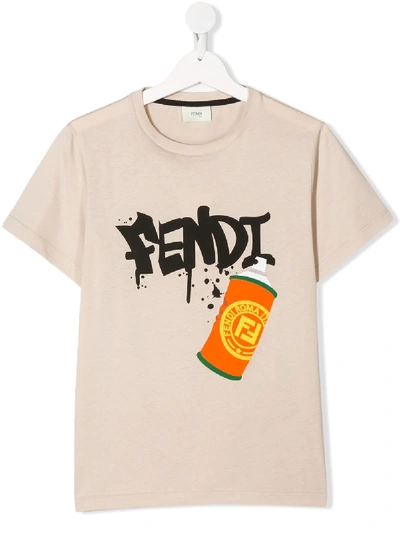 Fendi Teen Graffiti 印花t恤 In Neutrals