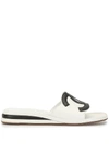 Pre-owned Chanel Cc Flatform Sandals In White