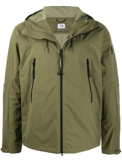 C.p. Company Hooded Zip Up Jacket In Green