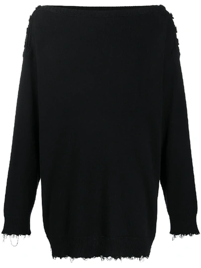 Ann Demeulemeester Boat Neck Oversized Jumper In Black