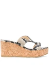 JIMMY CHOO ATIA 75MM SNAKE-EFFECT WEDGE SANDALS