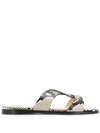 JIMMY CHOO ATIA SNAKE-EFFECT FLAT SANDALS