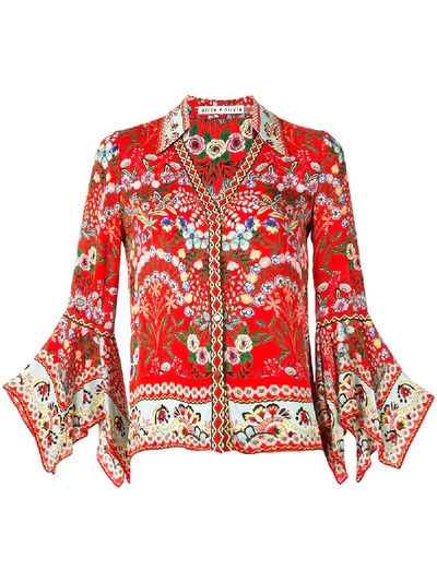 Alice And Olivia Floral Print Shirts In Red
