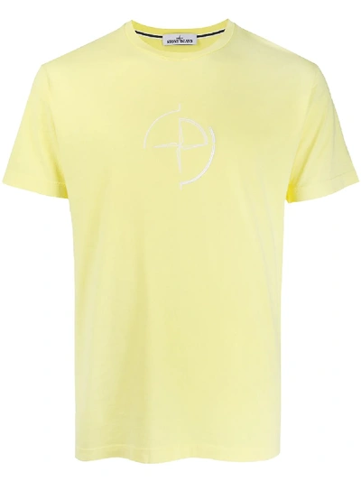 Stone Island Embroidered Logo T-shirt In Yellow