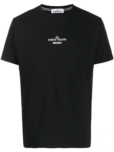 Stone Island Logo Print T-shirt In Black
