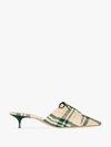 ROSIE ASSOULIN NEUTRAL AND GREEN 30 PLEATED PLAID BALLERINA MULES,R202F03WS10114675351