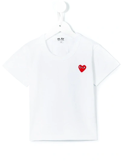 Comme Des Garçons Play Kids' Heart-print Short-sleeved T-shirt In White
