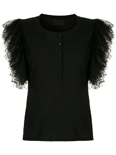 Andrea Bogosian Rush Tulle Sleeves T-shirt In Black