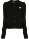 COMME DES GARÇONS PLAY EMBROIDERED LOGO PATCH CARDIGAN