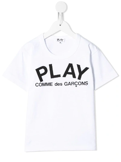 Comme Des Garçons Play Kids' Logo-print Cotton T-shirt In White