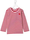 Comme Des Garçons Play Kids Red & White Heart Long Sleeve T-shirt In Red