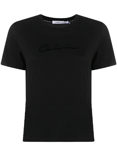 Calvin Klein Jeans Est.1978 Logo Sheer-panel T-shirt In Black
