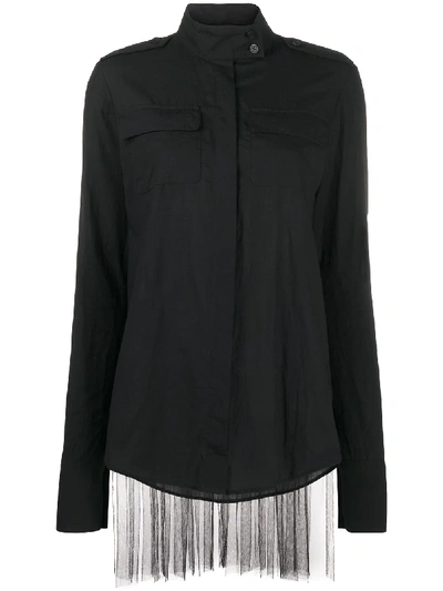 Vera Wang Pleated Long-sleeved Shirt In Black