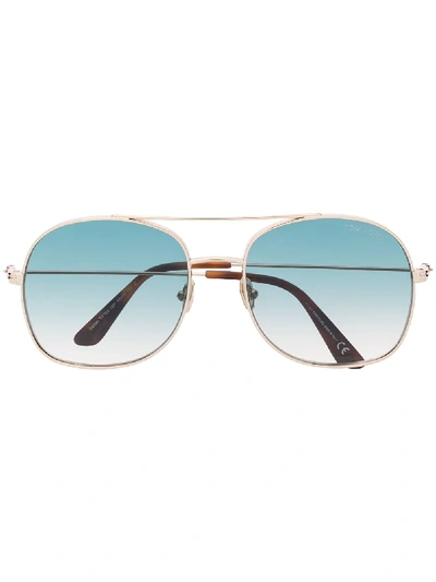 Tom Ford Tinted Tortoiseshell Arm Sunglasses In Gold