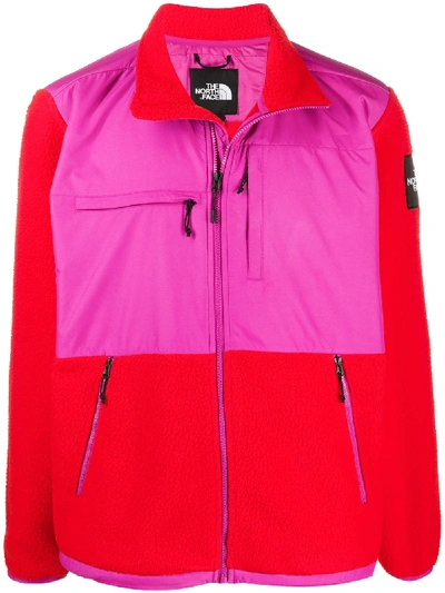 The North Face Fleece Colour Blocked Jacket In Pink