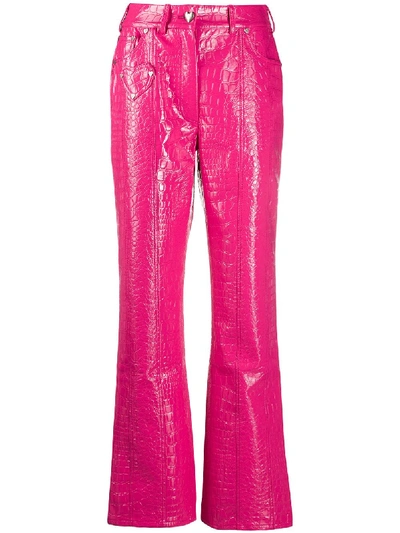 Saks Potts Croc-effect High Rise Trousers In Pink
