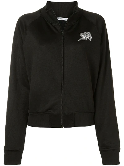 Alexander Wang T French Terry Embroidered Track Jacket In Black