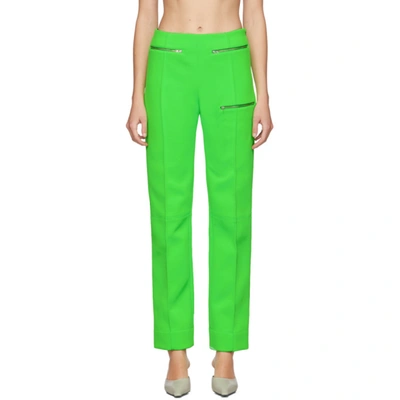 Kwaidan Editions Zip-detailed Stretch-jersey Straight-leg Pants In Green