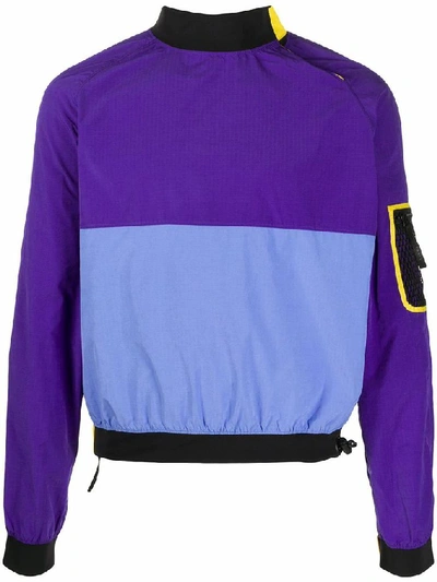 Kenzo Contrast-panels Relaxed-fit Shell Jacket In Purple