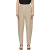 AMOMENTO AMOMENTO BEIGE LINEN STRUCTURE TROUSERS
