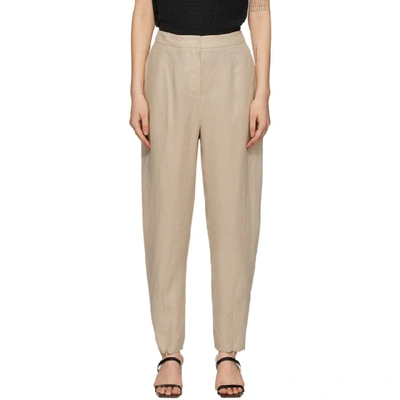 Amomento Beige Linen Structure Trousers