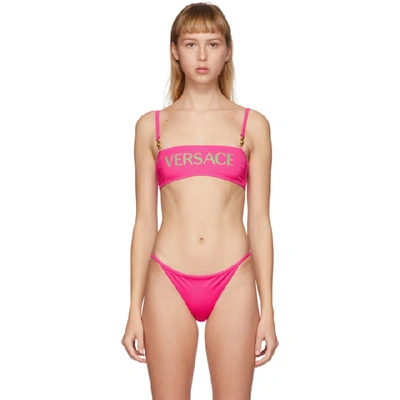 Versace Underwear Pink Medusa Coin Bikini Top In A1708 Pink