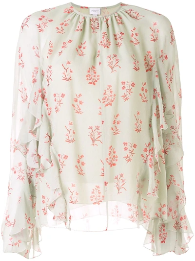 Giambattista Valli Floral-pattern Ruffled Blouse In Green