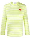 COMME DES GARÇONS PLAY STRIPED HEART-LOGO T-SHIRT