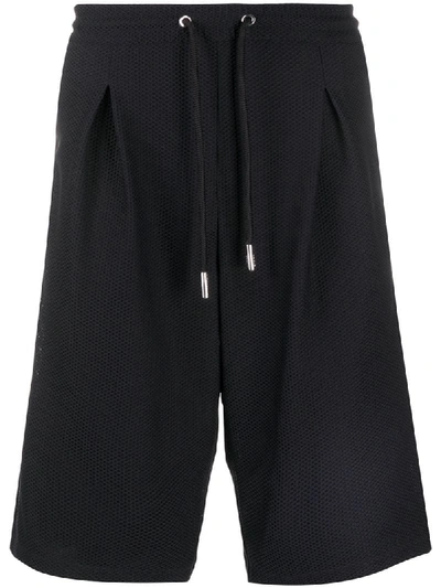 Giorgio Armani Inverted-pleat Mesh Shorts In Black